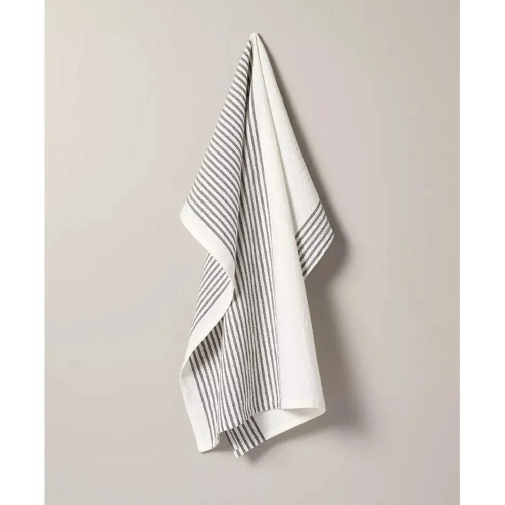 Magnolia Hearth & Hand Kitchen Flour Sack Dish Towel Mini Stripe Charcoal Gray